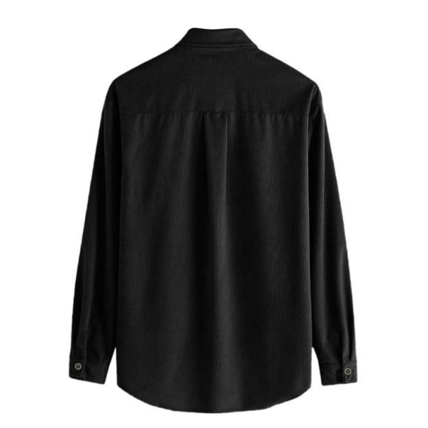 Men's Lapel Solid Color Casual Corduroy Shirt