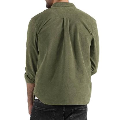 Men's Lapel Solid Color Casual Corduroy Shirt