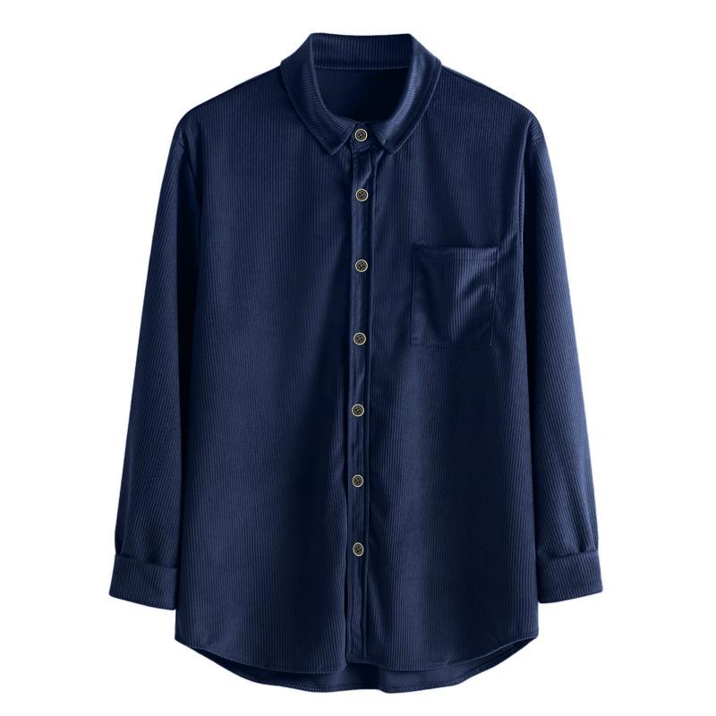 Men's Lapel Solid Color Casual Corduroy Shirt