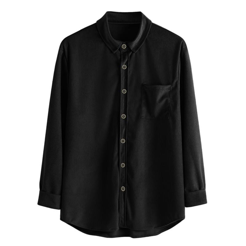 Men's Lapel Solid Color Casual Corduroy Shirt