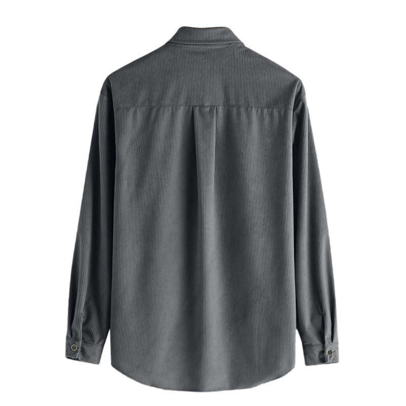 Men's Lapel Solid Color Casual Corduroy Shirt