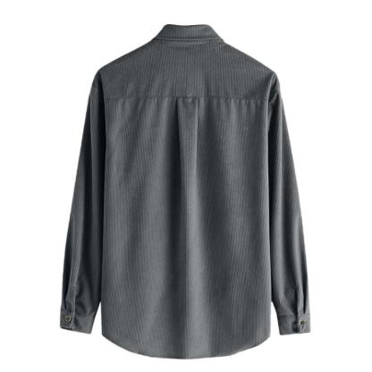 Men's Lapel Solid Color Casual Corduroy Shirt