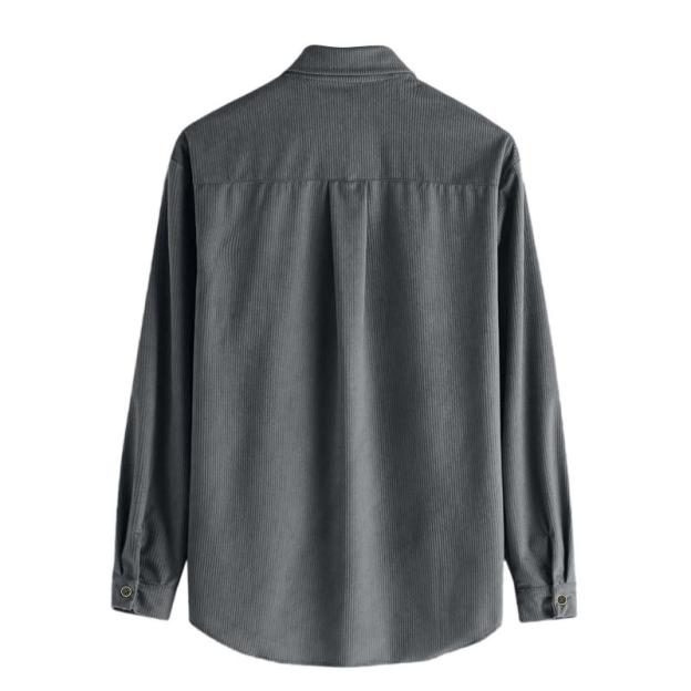 Men's Lapel Solid Color Casual Corduroy Shirt