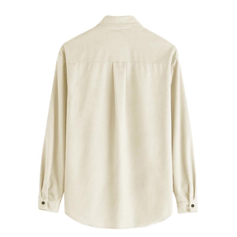 Men's Lapel Solid Color Casual Corduroy Shirt