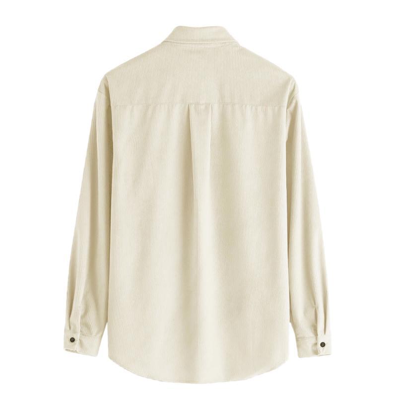 Men's Lapel Solid Color Casual Corduroy Shirt