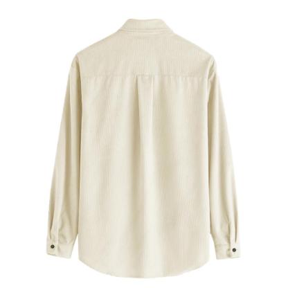 Men's Lapel Solid Color Casual Corduroy Shirt