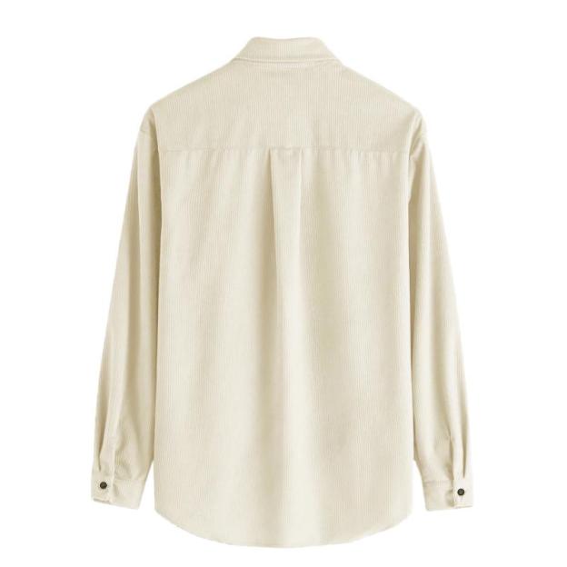Men's Lapel Solid Color Casual Corduroy Shirt