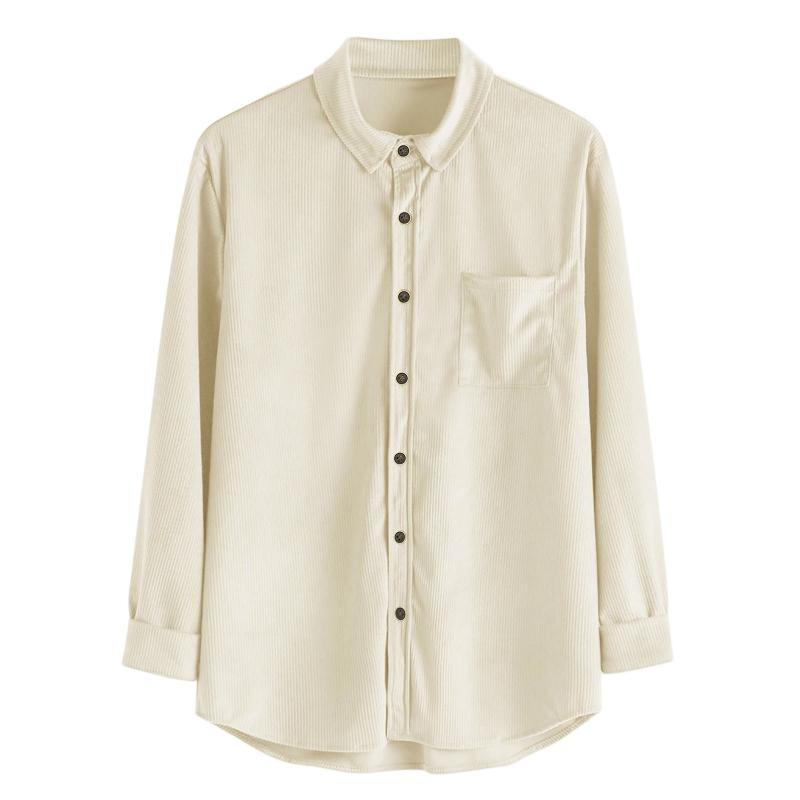 Men's Lapel Solid Color Casual Corduroy Shirt