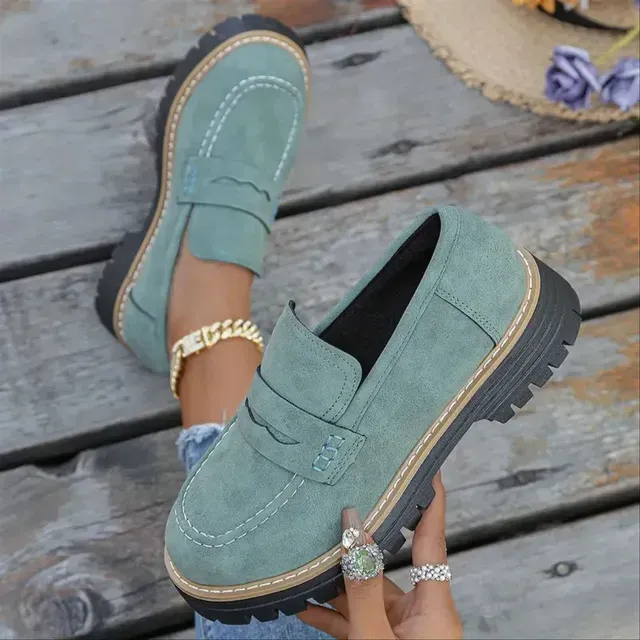 🔥Last Day 60% OFF🔥Women's Lightweight Vintage Penny Loafers - Slip-On Platform Shoes with Thick Rubber Sole