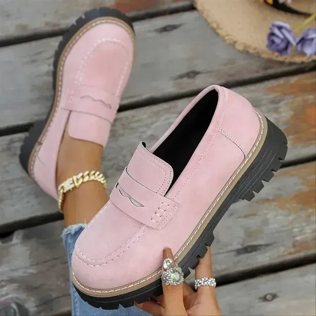 🔥Last Day 60% OFF🔥Women's Lightweight Vintage Penny Loafers - Slip-On Platform Shoes with Thick Rubber Sole