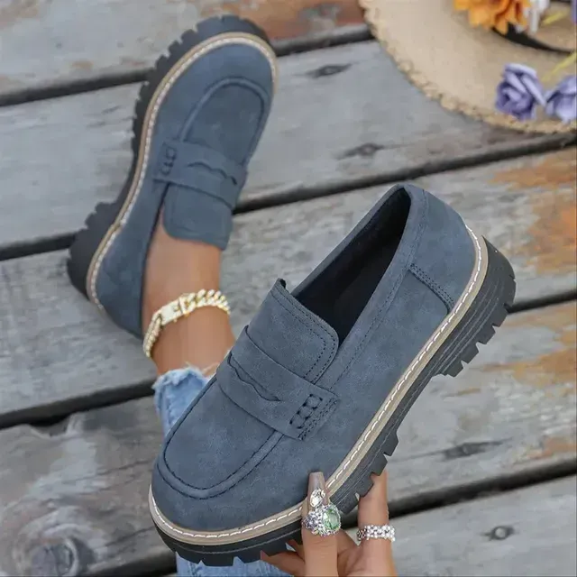 🔥Last Day 60% OFF🔥Women's Lightweight Vintage Penny Loafers - Slip-On Platform Shoes with Thick Rubber Sole