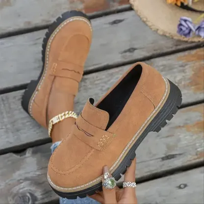 🔥Last Day 60% OFF🔥Women's Lightweight Vintage Penny Loafers - Slip-On Platform Shoes with Thick Rubber Sole