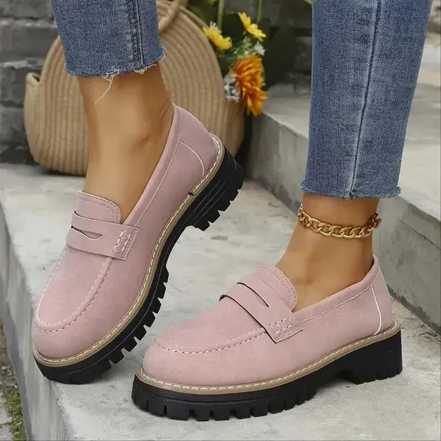 🔥Last Day 60% OFF🔥Women's Lightweight Vintage Penny Loafers - Slip-On Platform Shoes with Thick Rubber Sole
