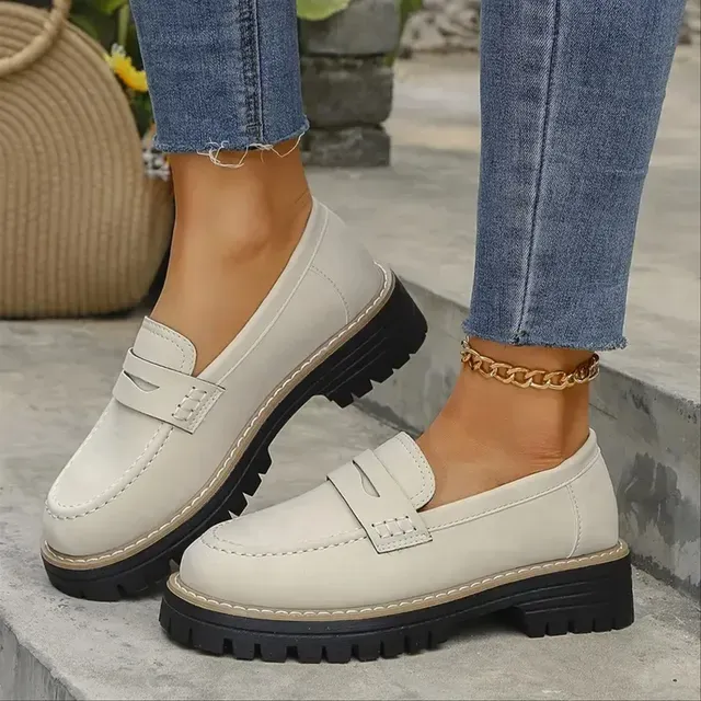 🔥Last Day 60% OFF🔥Women's Lightweight Vintage Penny Loafers - Slip-On Platform Shoes with Thick Rubber Sole