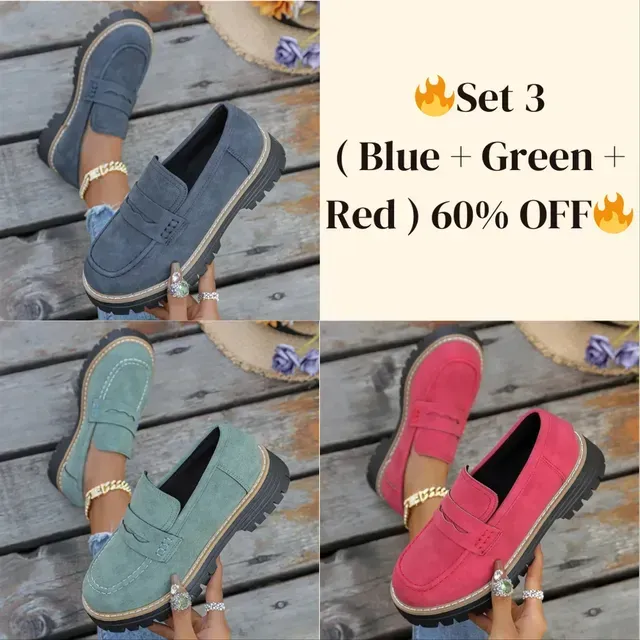 🔥Last Day 60% OFF🔥Women's Lightweight Vintage Penny Loafers - Slip-On Platform Shoes with Thick Rubber Sole
