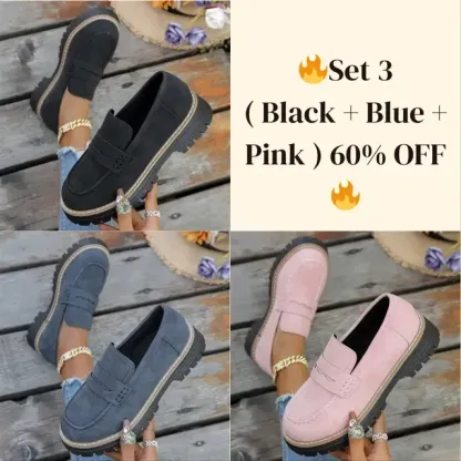🔥Last Day 60% OFF🔥Women's Lightweight Vintage Penny Loafers - Slip-On Platform Shoes with Thick Rubber Sole