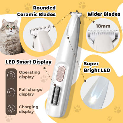 Waterproof Rechargeable Pet Shaver with LED Light-PLAWLTD