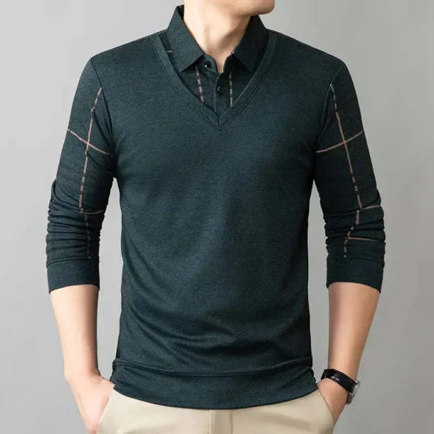 Men's Lapel Faux Two-Piece Warm Top