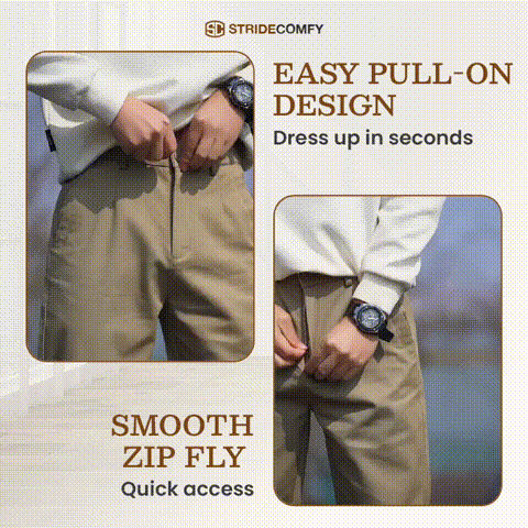 Men's Stretch Khaki Pants with Elastic Waistband-PLAWLTD