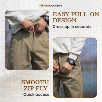 Men's Stretch Khaki Pants with Elastic Waistband-PLAWLTD