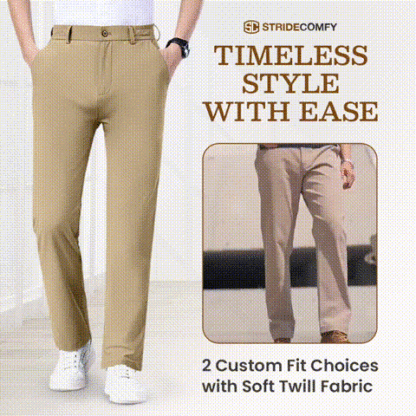 Men's Stretch Khaki Pants with Elastic Waistband-PLAWLTD
