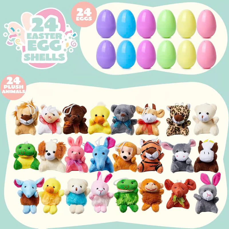 🎁🎁12/24/36 Pcs Prefilled Easter Eggs, Filled with Plush Animal Toys-PLAWLTD