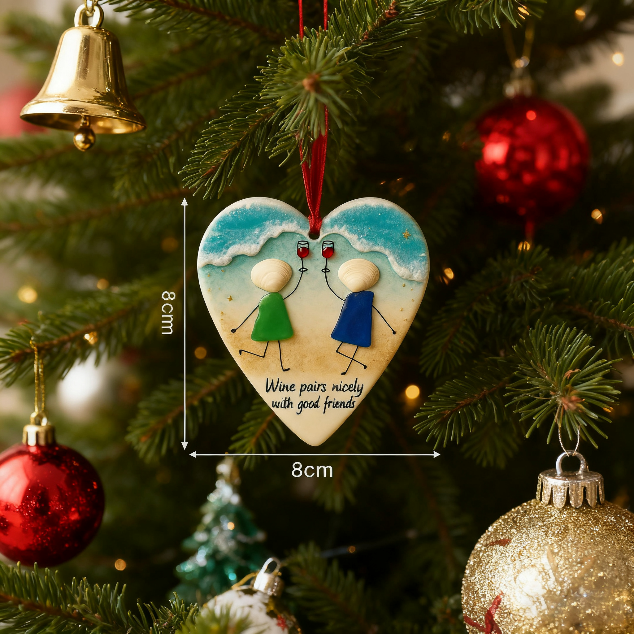 Wine & Friends Seaglass Ornament🥂💞-tidenox