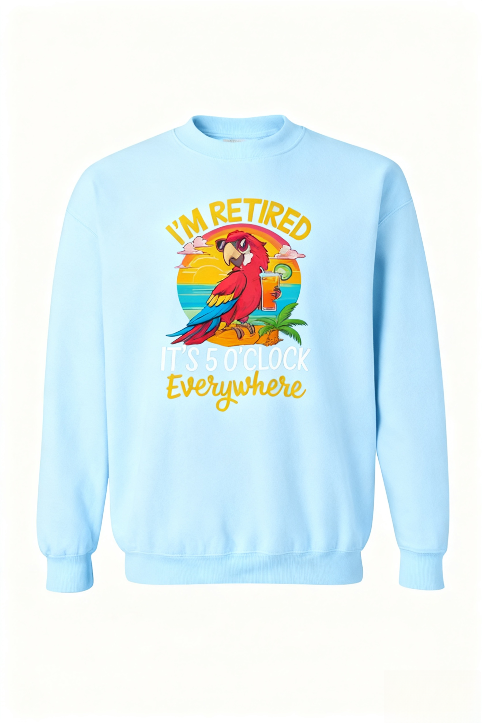 Beach Vacation Drinking Parrot It's 5 O'clock Somewhere Long Sleeve T-Shirt-tidenox