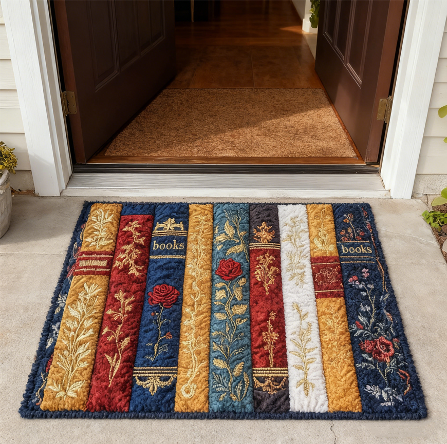  VINTAGE BOOKWORM OUILTED  Doormat