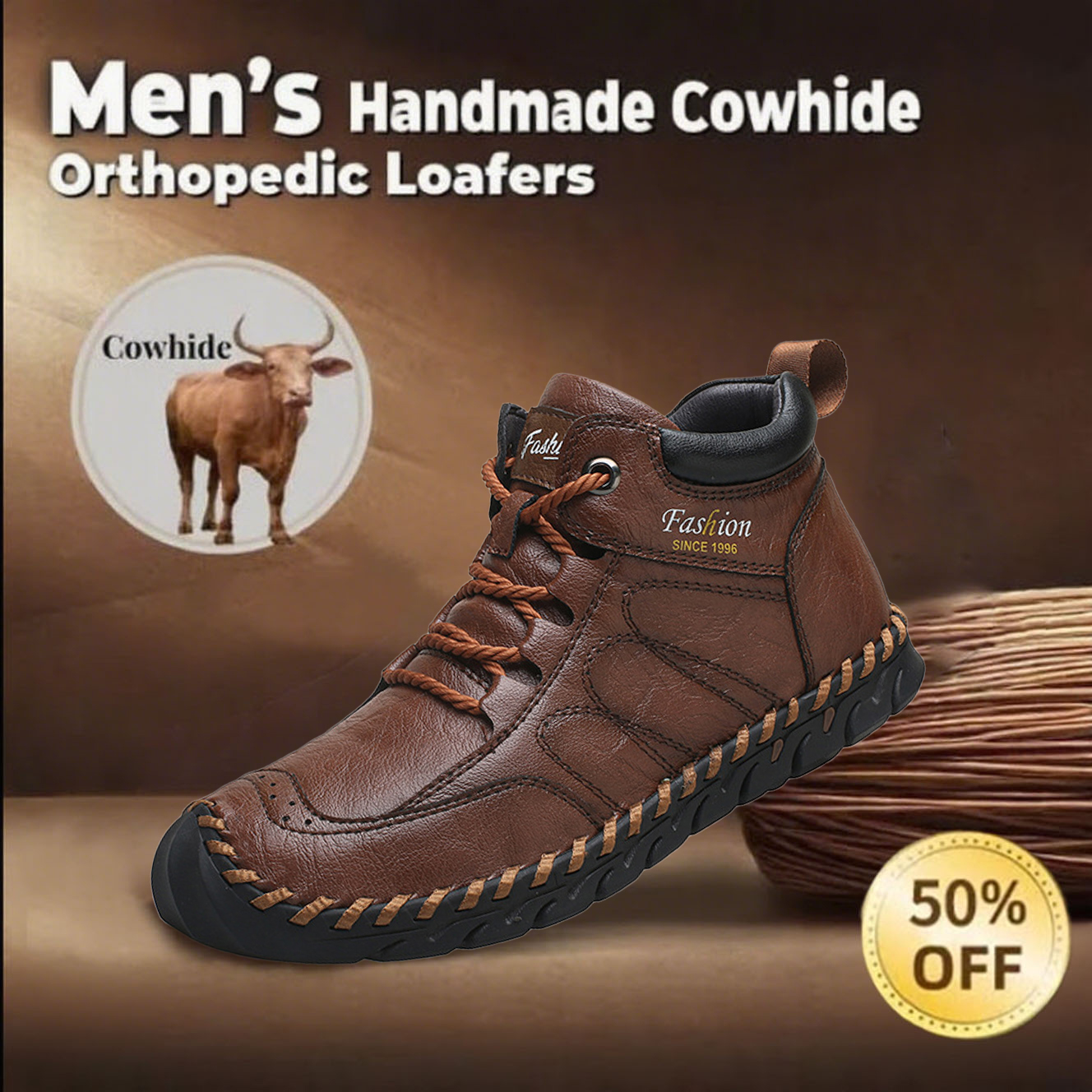 🔥Last day 60% off 🔥Men's handmade anti-collision and anti-slip orthopedic shoes to relieve foot pain-tidenox