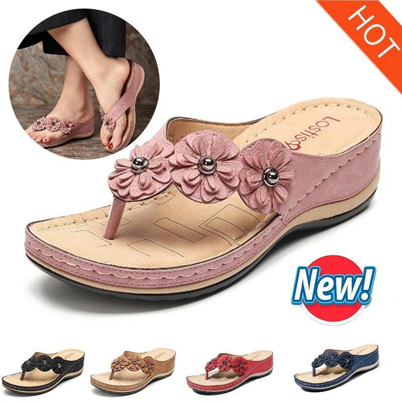 WOMEN'S LIGHTWEIGHT FLOWERS CLIP TOE SANDALS-tidenox