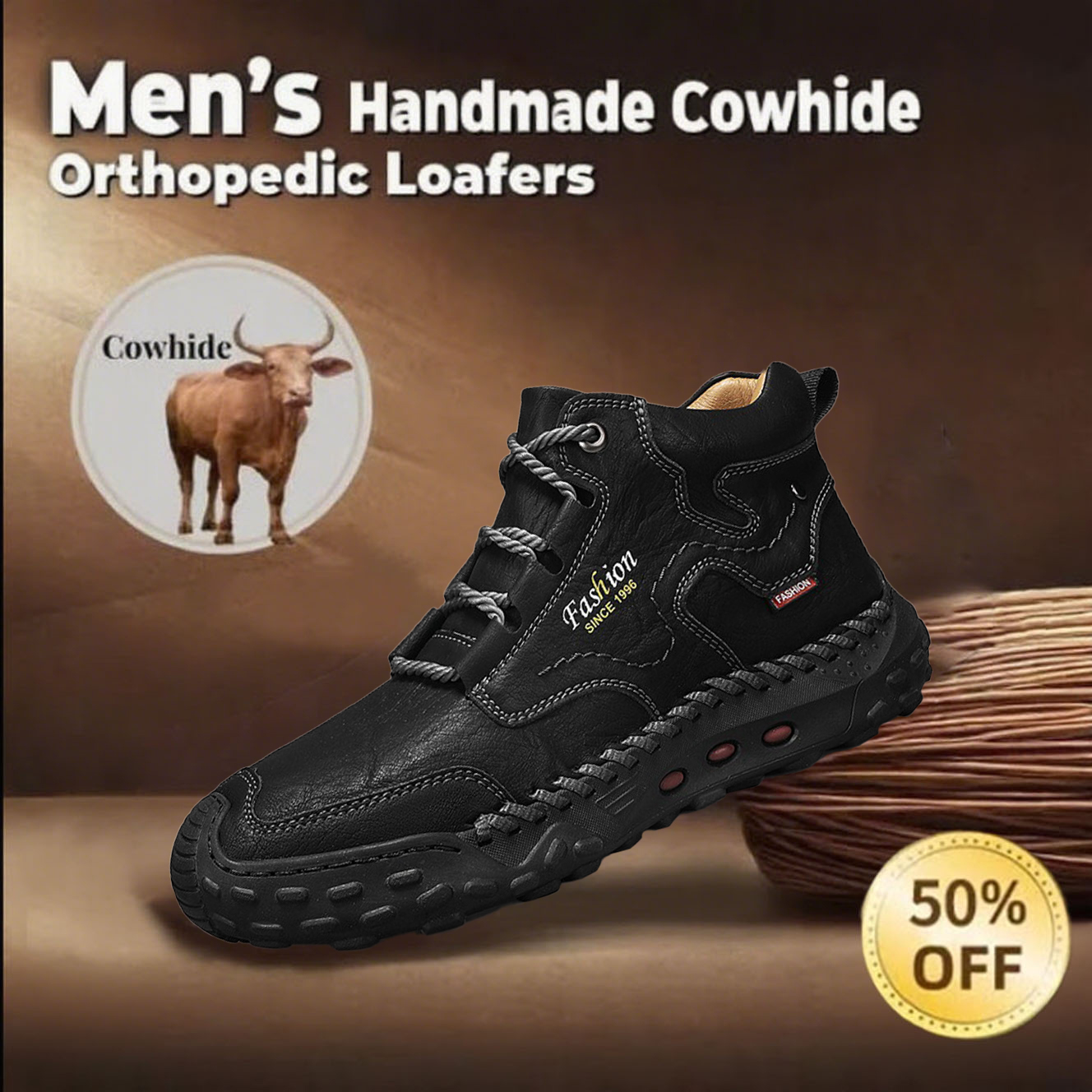 🔥50% off today only🔥Men's genuine leather non-slip corrective shoes to relieve walking pain-tidenox