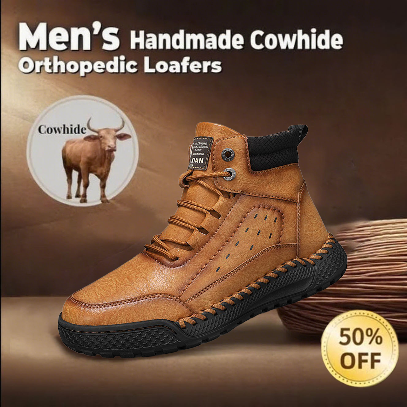 🔥50% off on new models🔥Men's handmade non-slip orthopedic shoes-tidenox