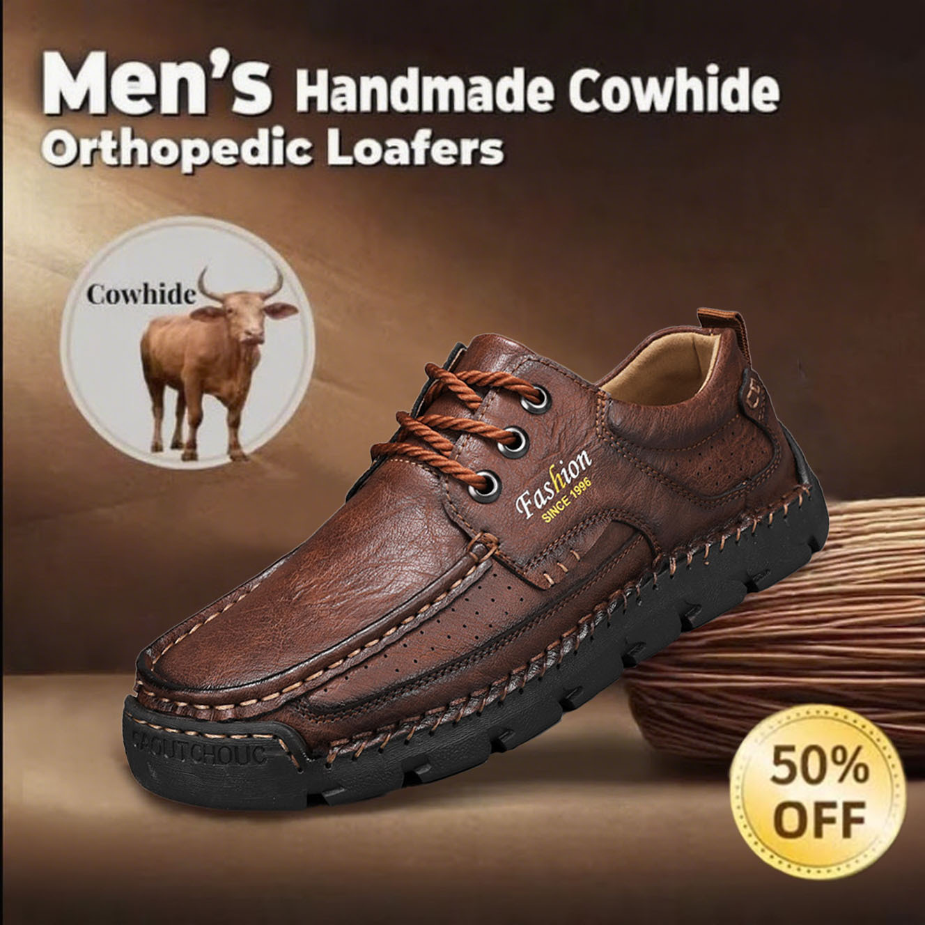 🔥Hot Sale🎉Men's premium handmade leather loafers with arch support-tidenox