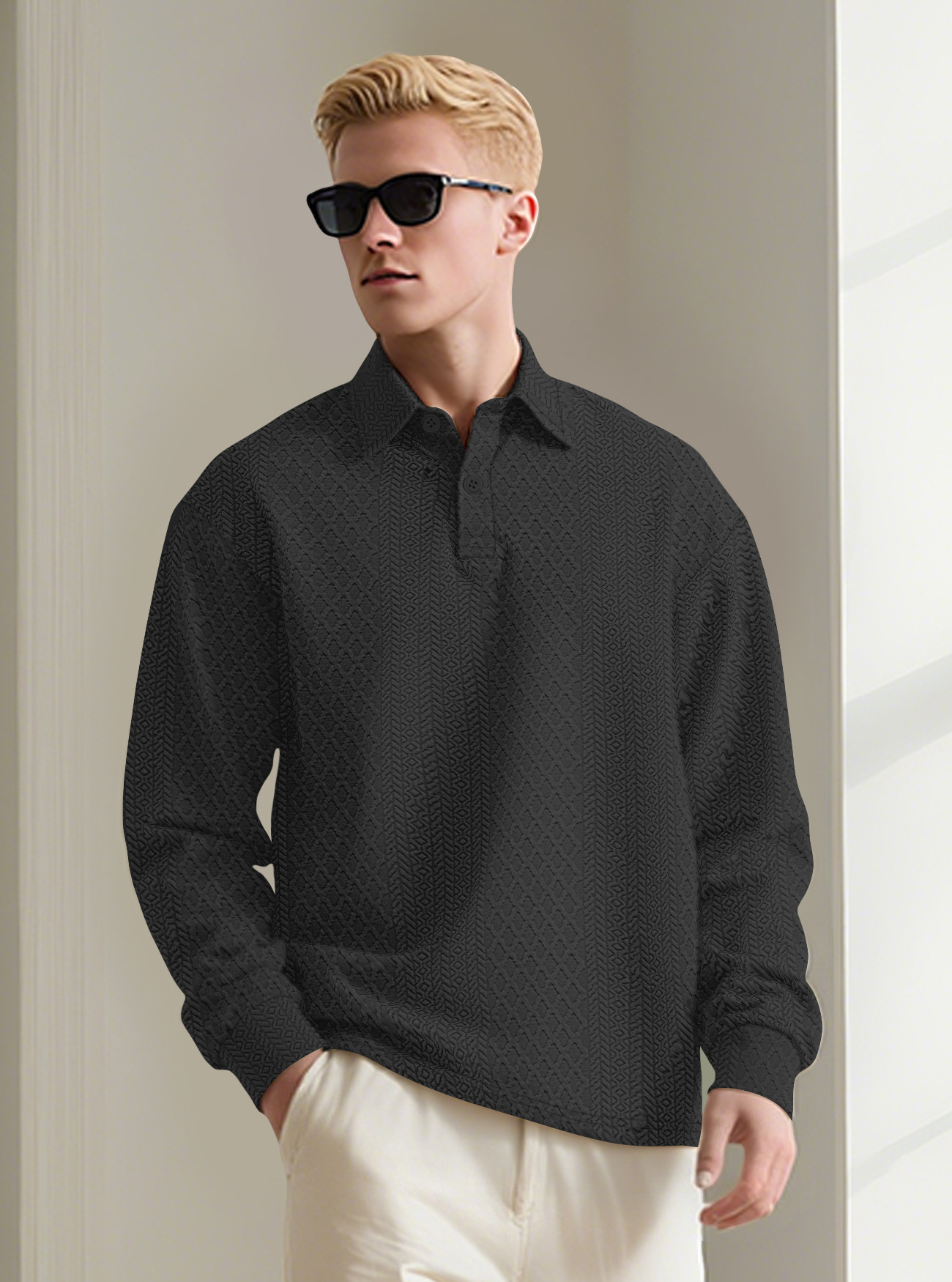 🔥 50% Rabatt: Neues Herren Polo & Sweatshirt in edlem Jacquard-Design-tidenox