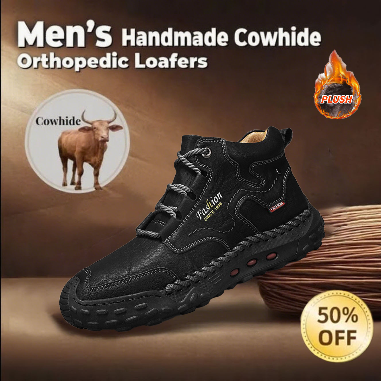 🔥50% off today only🔥Men's genuine leather non-slip corrective shoes to relieve walking pain-tidenox