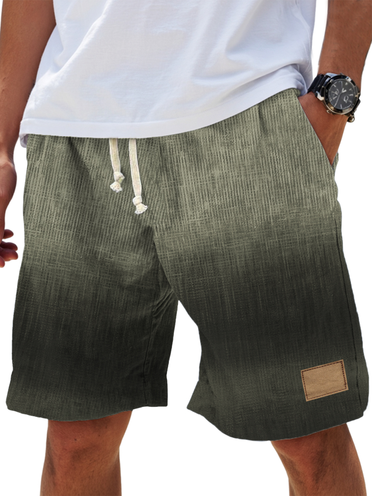 Men's Retro Gradient Casual Embroidered Logo Loose Shorts-tidenox