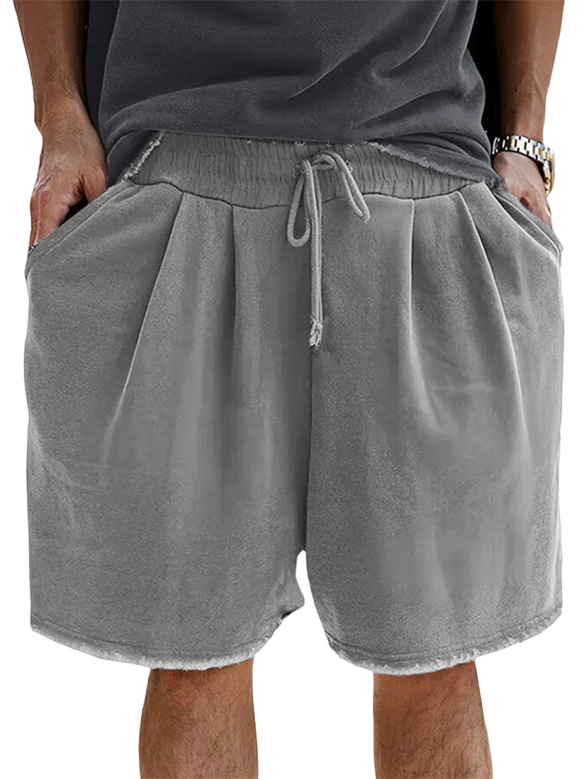 Men's Loose Cotton Vintage Pleated Lace-Up Sports Casual Daily Shorts-tidenox