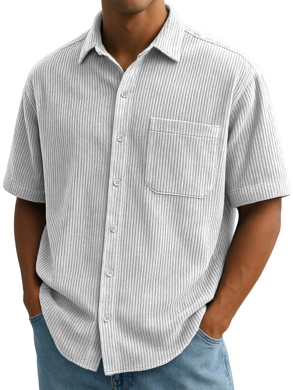 Men's Comfort Vintage Corduroy Casual Everyday Shirt With Chest Pocket-tidenox