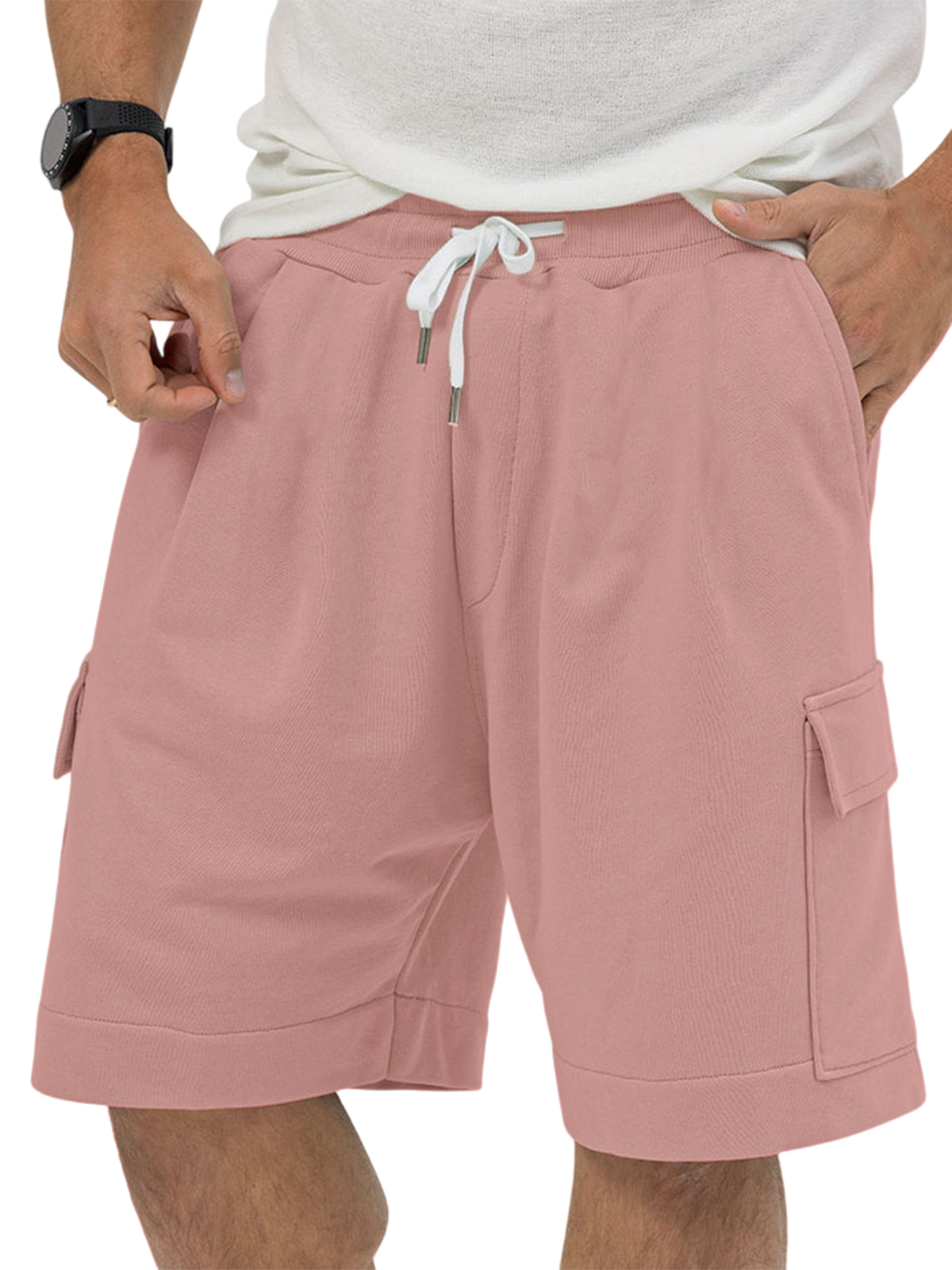 Men's Utility Multi-Pocket Bermuda Everyday Sports Lace-Up Shorts-tidenox