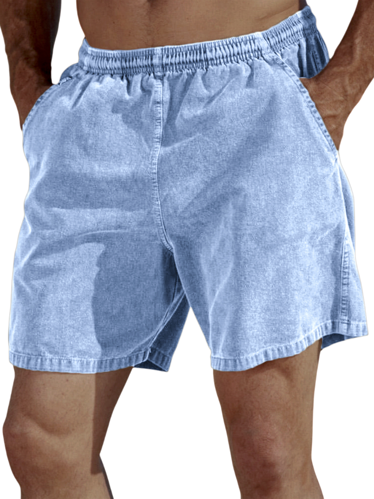 Men's Vintage Dyed Distressed Casual Beach Vacation Elastic Waist Shorts-tidenox