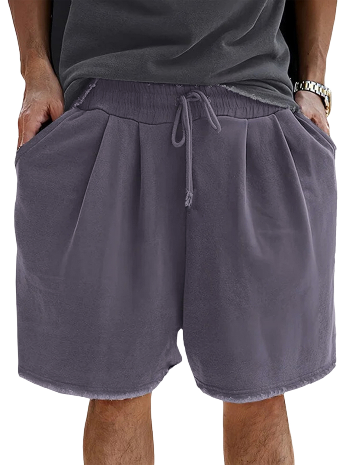 Men's Loose Cotton Vintage Pleated Lace-Up Sports Casual Daily Shorts-tidenox