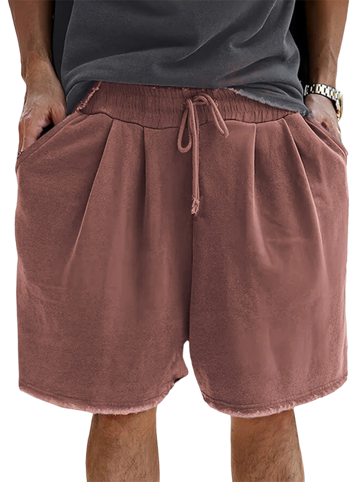 Men's Loose Cotton Vintage Pleated Lace-Up Sports Casual Daily Shorts-tidenox