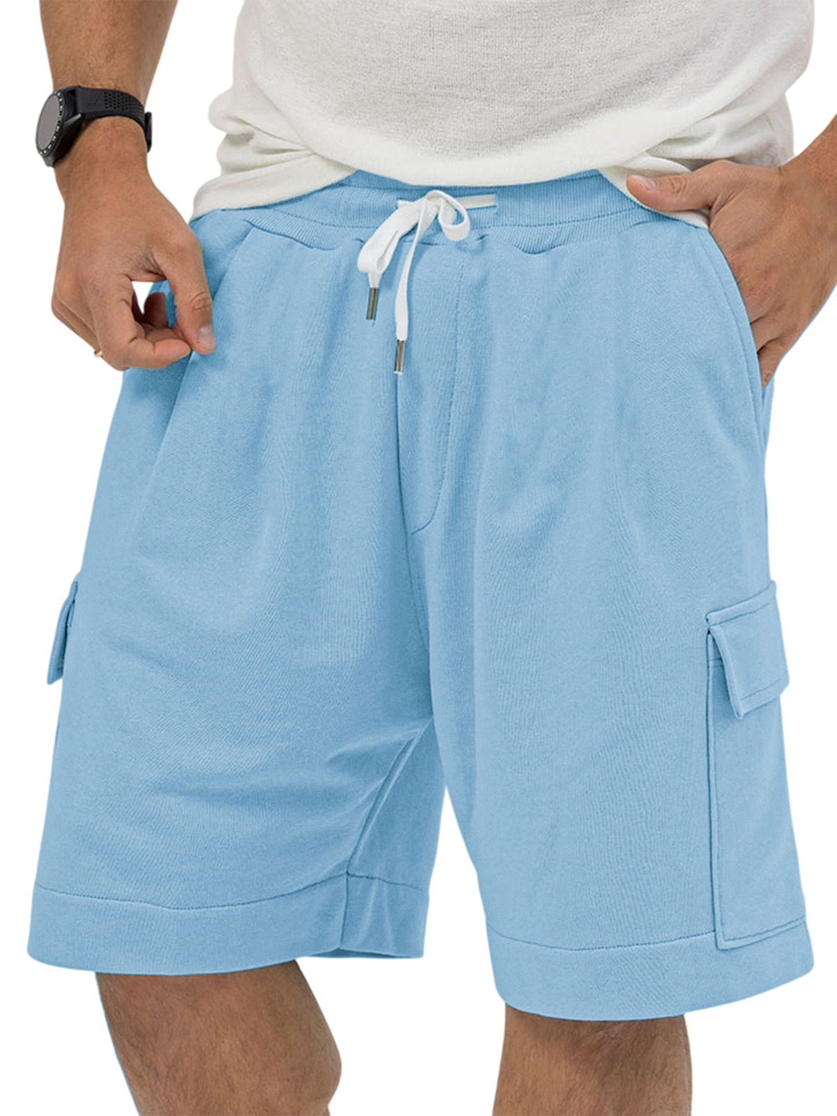 Men's Utility Multi-Pocket Bermuda Everyday Sports Lace-Up Shorts-tidenox