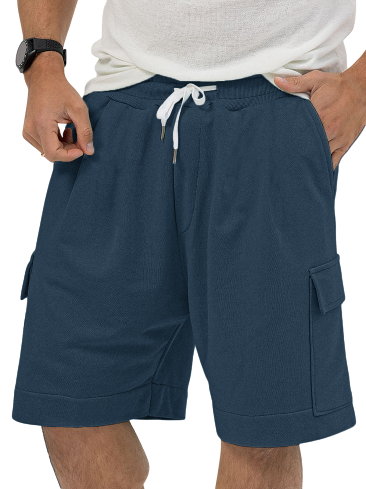 Men's Utility Multi-Pocket Bermuda Everyday Sports Lace-Up Shorts-tidenox