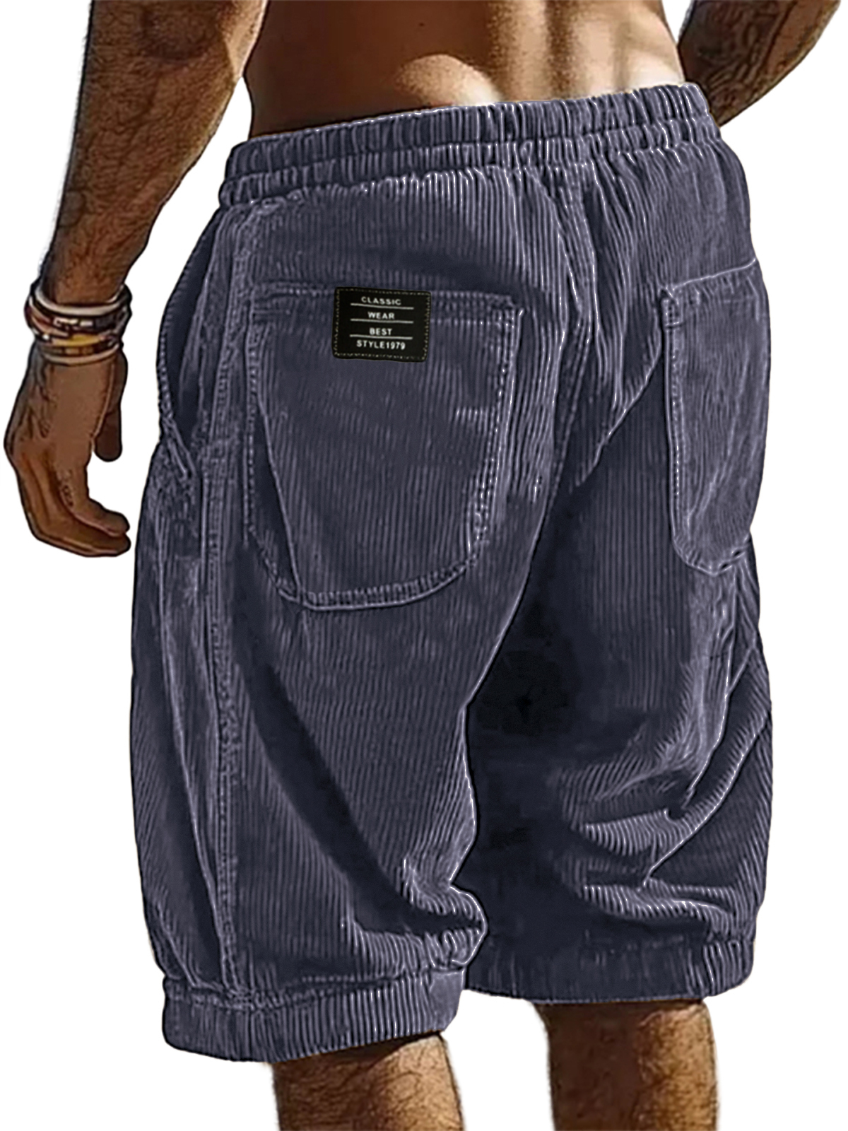Men's Resort Stylish Corduroy Multi-Pocket Classic Embroidered Label Shorts-tidenox
