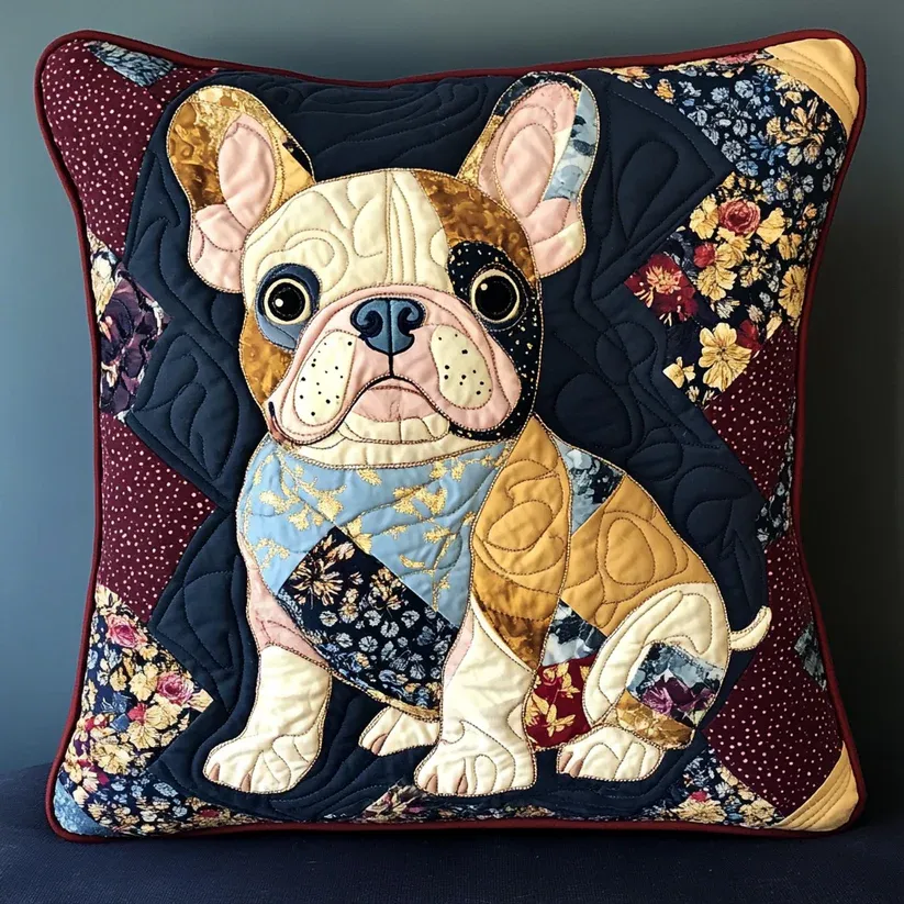 French Bulldog Quilted Pillow