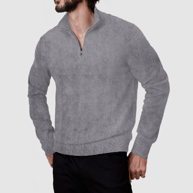 Men's Vintage Zipper Suede Basic Polo Shirt ( NEW )-tidenox