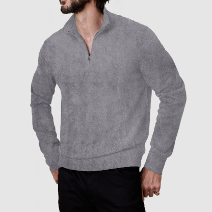 Men's Vintage Zipper Suede Basic Polo Shirt ( NEW )-tidenox