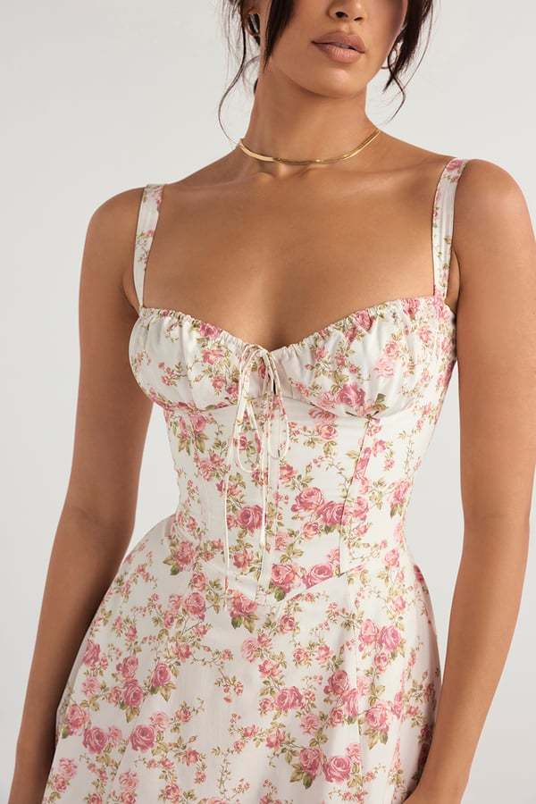 PRINT BUSTIER SUNDRESS-tidenox